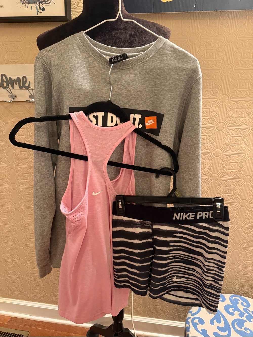 Nike Pink Racerback Dri-FIT Sports Tank with Black & White Nike Pro Shorts